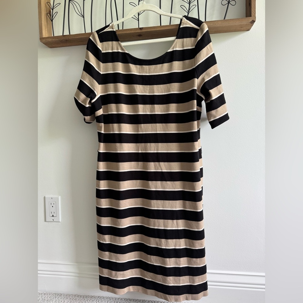 Striped Black and Tan Banana Republic Dress